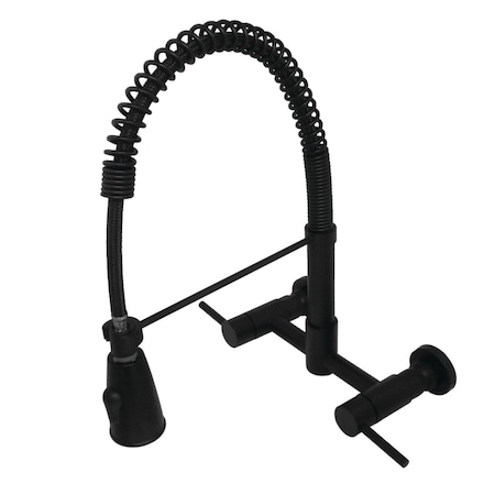 Gourmetier GS8280DL Concord 2-Handle Wall Mnt Pull-Down Kitchen Faucet, Matte Blk GS8280DL